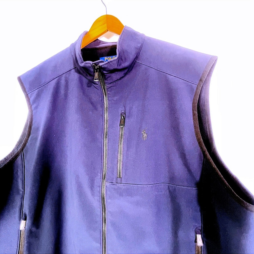 Polo Ralph Lauren Softshell Vest Men's 2X XXL Pony Blue Full Zip Fleece Lined - Picture 4 of 9